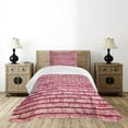 thumbnail image 4 of Ambesonne Coral Quilted Bedspread Set 2 Pcs, Old Brick Wall Facade, Twin Size, Pink Magenta, 4 of 5