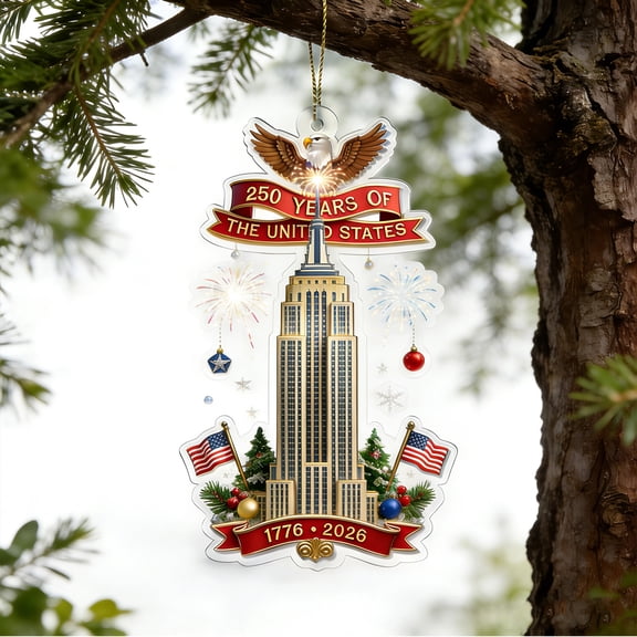 250 Year American Anniversary, Star-Framed White House Printed Acrylic Ornament USA Patriotic Decor Holiday Collectible for History Lovers, Home Tree