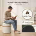 thumbnail image 5 of Pinmoco Corduroy Round Storage Ottoman Set of 2, Upholstered Vanity Stool, Foot Stool with Decorative Strap for Living Room Bedroom, Olive Green & Beige, 5 of 8