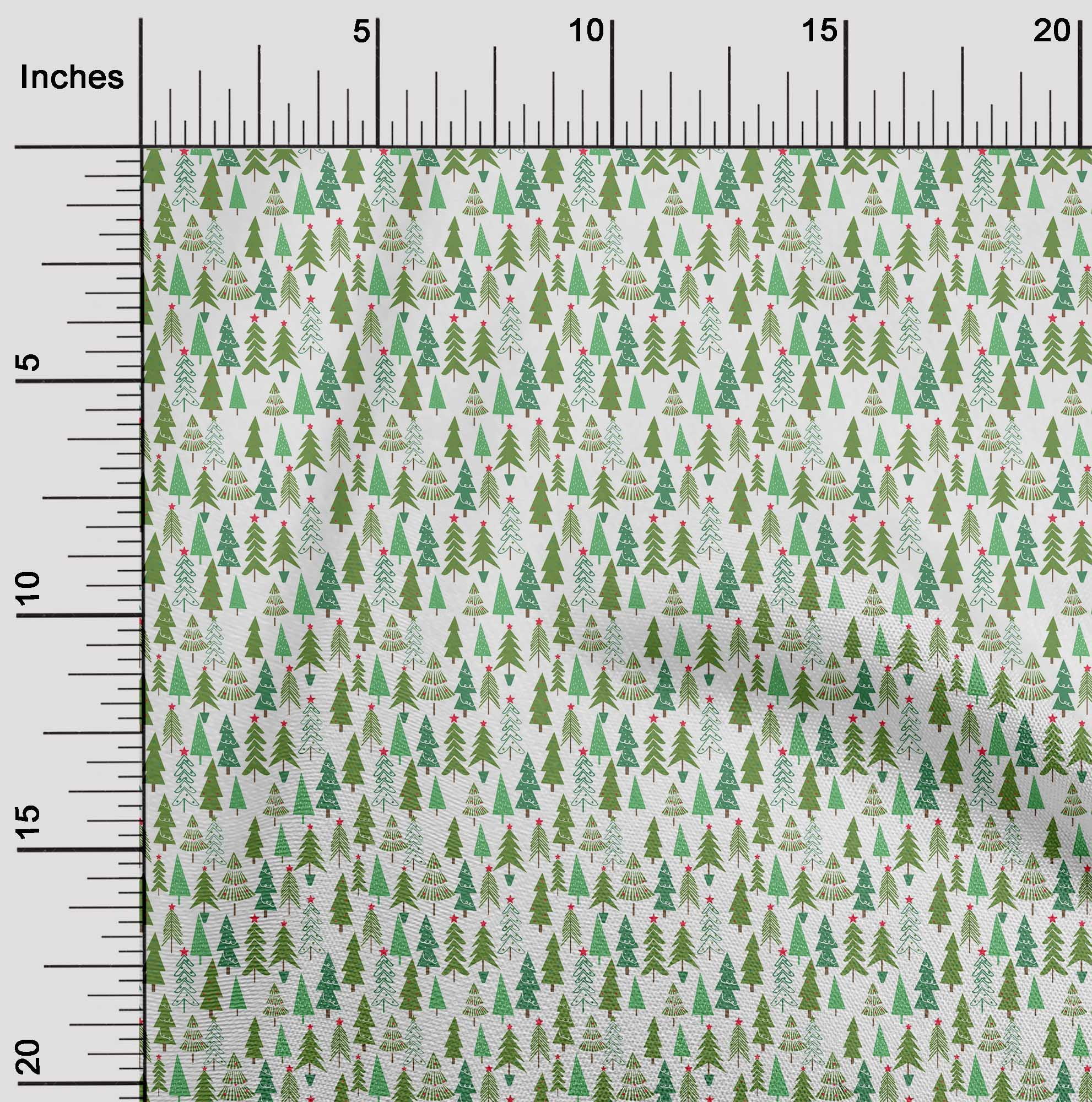 oneOone Cotton Silk Forest Green Fabric Christmas Craft Projects Decor Fabric Printed By The Yard 42 Inch Wide