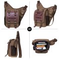 thumbnail image 5 of Mens Vintage Canvas Shoulder Messenger Bag Chest Leather Patchwork Messenger Bag（03KHAKI）, 5 of 5