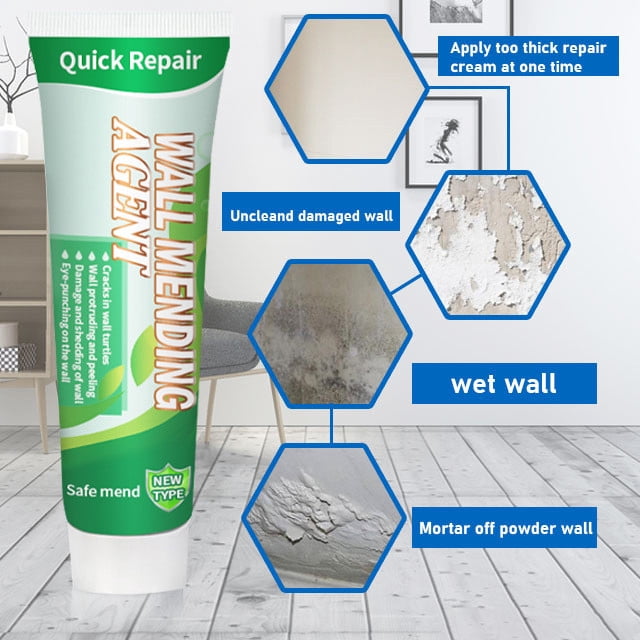 Quick-Drying Wall Repair Paste for Cracks, Holes & Graffiti - Easy Scrape-On Fix for Smooth Results