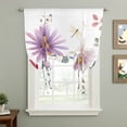 thumbnail image 2 of Purple Flowers Blossom Balloon Curtains for Living Room/French Door, Spring Pastoral Garden Wildflowers Tie Up Curtains 63 Inch Length Energy Saving Kitchen Curtains Shades for Windows 42"x63", 2 of 8
