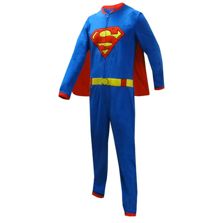 Superman One Piece Union Suit Pajama with Detachable Cape