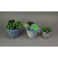 thumbnail image 2 of Set de 3 Mini Pots de Jardinière en Céramique Bleu et Blanc, 2 of 3