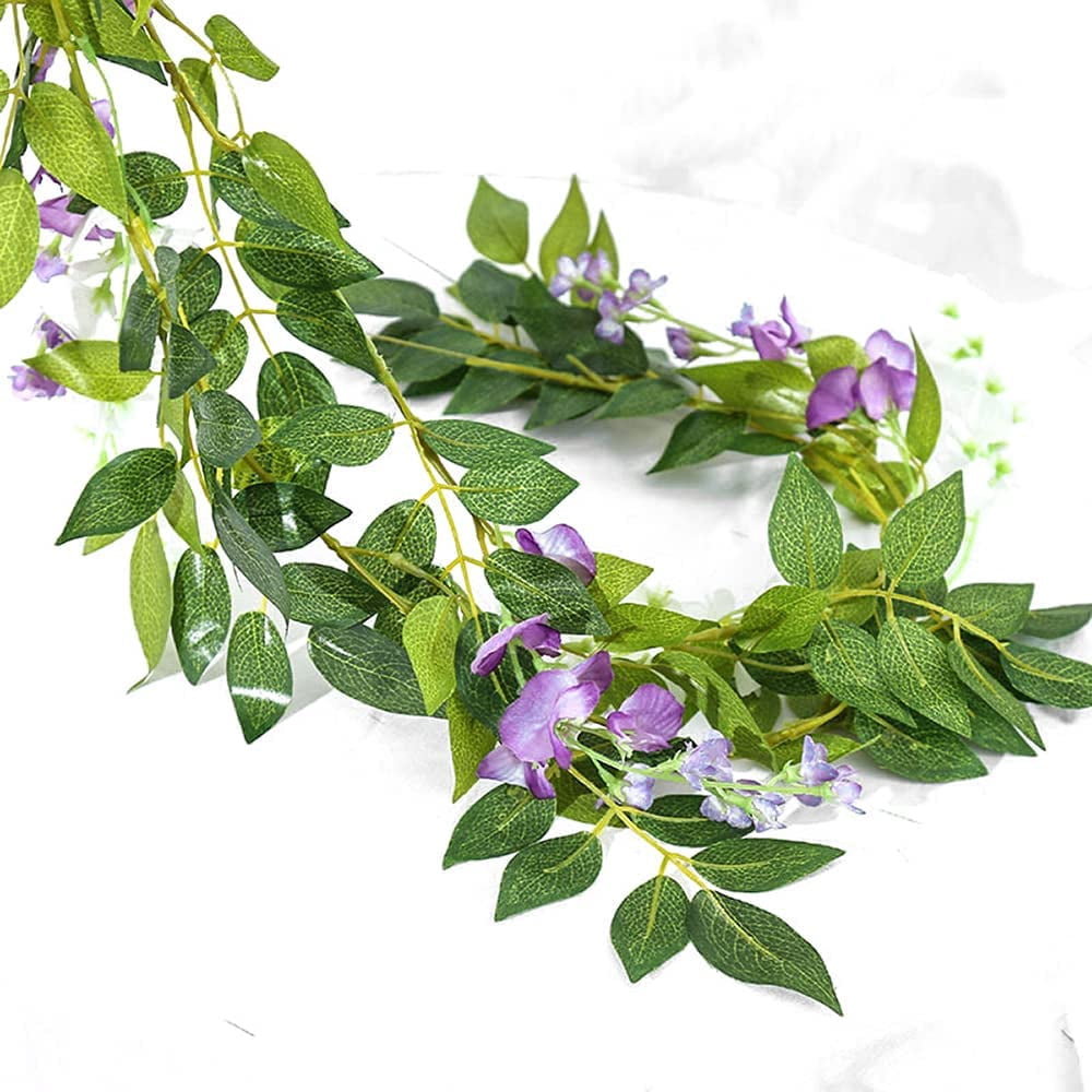 GRNSHTS Wisteria Garland Artificial Flowers Wisteria Vine - 6Pcs Total 39ft Purple Fake Wisteria Hanging Flower