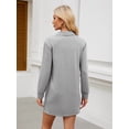 thumbnail image 4 of Women'S Autumn Dress 2025 Lapel Long Sleeve Casual Loose V-Neck Solid Color Sports Sweater Dress Light Gray XL, 4 of 5