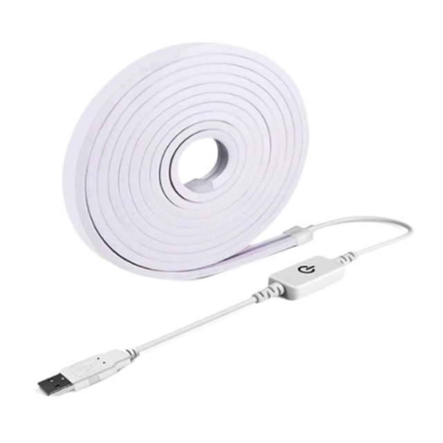 Luces de neón USB, tira de luces LED, puerto USB, cuerda de neón, dispositivos de iluminación, mejora de iluminación, decoración de fiesta, tira de Luz blanca de 6500 K.