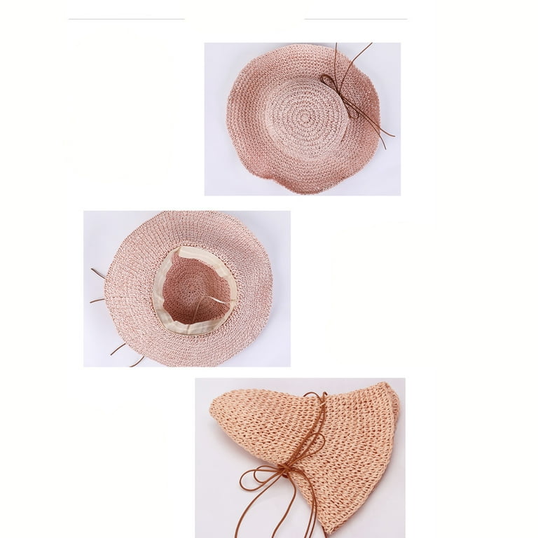 2Pack Wide Brim Sun Protection Hat Women Summer Beach Straw Hat Adjustable  Foldable Sun Hat UPF50+ 