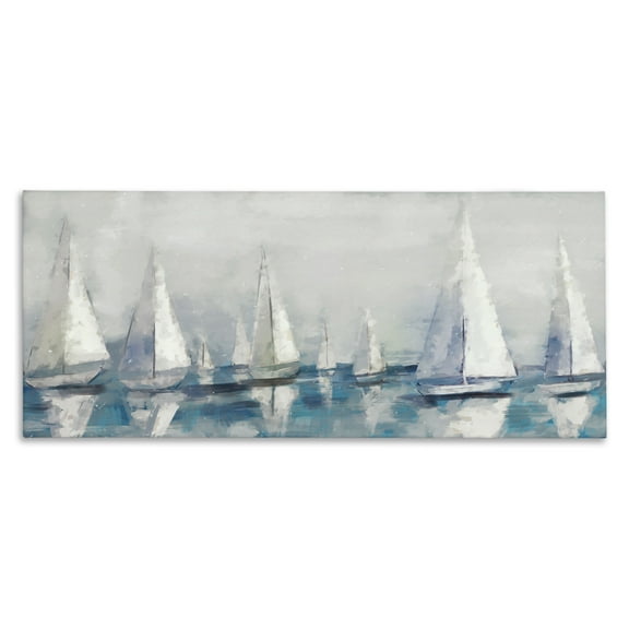 Stupell Industries Sailing Fleet Boats Transportation Painting Gallery Wrapped Canvas Art Print Wall Art, 24 x 10