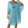 thumbnail image 2 of Cxenplz Women's Swimsuit Coverup Crochet Chiffon Tassel Cover Ups Dress Summer Swimwear Beach Lace Pullover Bathing Suit, 2 of 7