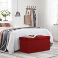 thumbnail image 3 of WEPSEN Folding Storage Ottoman Bench,Leather Footstool End of Bed Storage Bench Storage Chest,Foot Rest for Living Room,Bedroom Hallway Bench with Storage,Holds up to 330lb,30x15x15inches,Red, 3 of 13