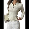 thumbnail image 2 of Suéteres de Punto para Mujer, Suéteres de Larga con Cuello en V, Camisetas Casuales, Conjuntos de Moda de Otoño. M, 2 of 8