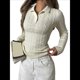 thumbnail image 2 of Suéteres de Punto para Mujer, Suéteres de Larga con Cuello en V, Camisetas Casuales, Conjuntos de Moda de Otoño. M, 2 of 8