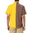 thumbnail image 3 of MODA NOVA Big & Tall Men's Summer Hawaiian Stripe Patchwork Button Down Shirt Multicolor Yellow LT, 3 of 6