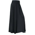 thumbnail image 2 of Baqcunre Fashion Elastic Waist Solid Pleated Skirt Vintage A-line Loose Long Skirts A Line Skirt Pleated Skirt Long Skirt Women Clothing Skirts For Women,Color Black,Size S, 2 of 9