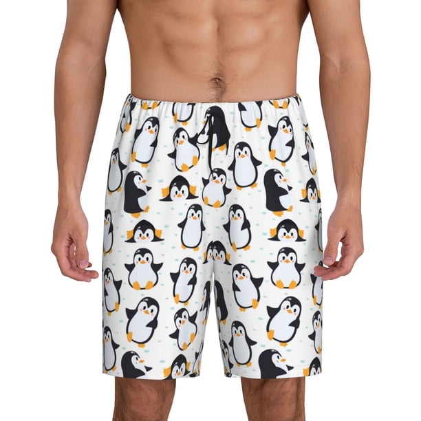 Fotbe whiter cute penguin Pantalones Cortos de Pijama para Hombre, Ropa de Dormir, Pantalones de Pijama Cortos para Hombre-Large