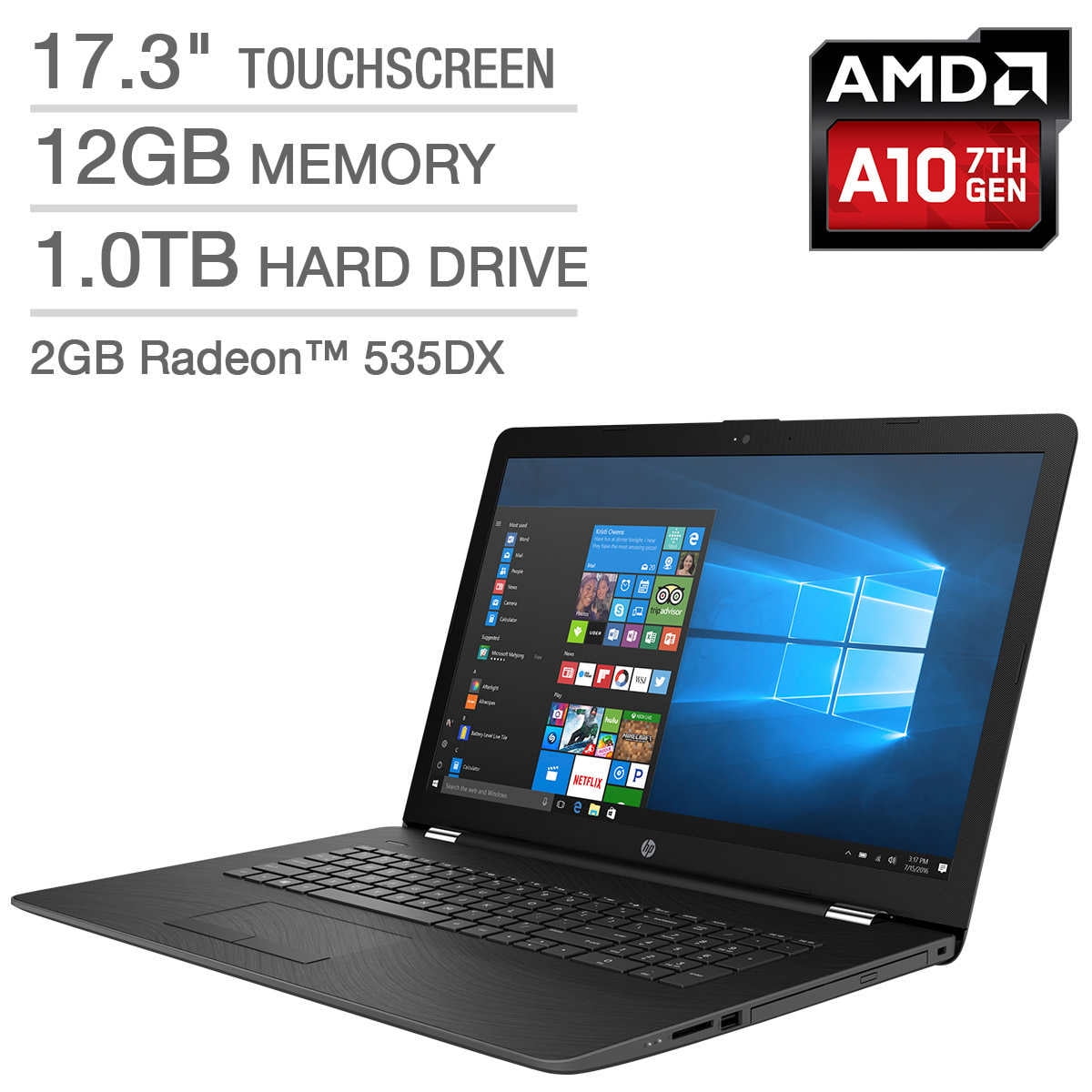 HP 17 Touchscreen Laptop AMD A10 2GB Graphics 17ak092cl Notebook