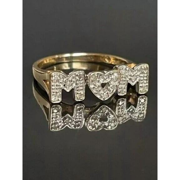 1.00CT Round Cut Lab-Created Diamond Mother Day Gift MOM Ring in 14K Yellow Gold Plated