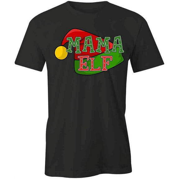 Mama Elf T-Shirt | Christmas Holiday Black Tee Gift