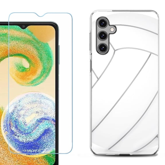 Shockproof Gel Phone Case for Samsung Galaxy A14 5G, with Tempered Glass Screen Protector, by OneToughShield ® - Volleyball