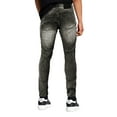 thumbnail image 2 of Men's Muscle Fit Distressed Moto Quilt Zipper Super Skinny Stretch Denim Jeans (BDX-80-BK/SS - Vintage Black, 34x30), 2 of 3
