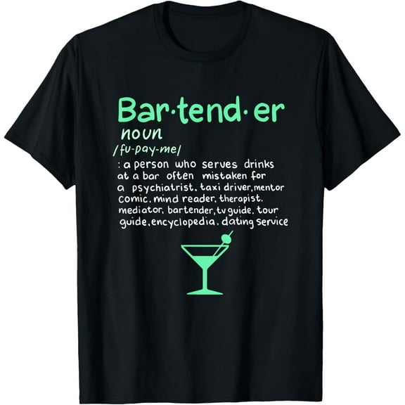 Bartender Shirt Funny Definition Gift for mixologists T-Shirt