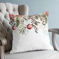 thumbnail image 4 of Pillow Covers 16x16 Set of 2, Christmas Snowflakes Throw Pillow Covers Decorative Couch Cushion Cover, Winter Poinsettia Xmas Balls Floral Leaf Microfiber Soft Pillowcases for Bedroom Living Room, 4 of 9
