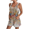 thumbnail image 2 of Nuoqisi Women's Casual Wide Leg Shorts Jumpsuits Floral Sleeveless Adjustable with Pockets Strapless Rompers, 2 of 5