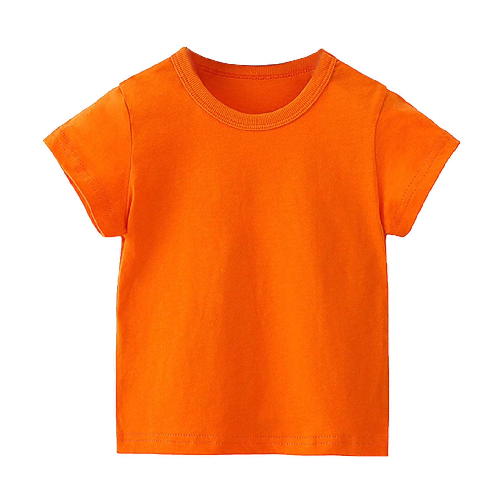 zanvin Short Sleeve Shirts for Men Toddler Baby Boys Girl Comfortable Solid Color Short Sleeve Cotton T shirt Top Orange 11 12Years