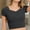 Black, variant on Womens Yoga Bra Square Neck Short Sleeve Cropped Top Daily Activewear Slim Outerwear Yoga Bra