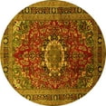 thumbnail image 1 of Ahgly Company Indoor Round Medallion Yellow Traditional Area Rugs, 6' Round, 1 of 4
