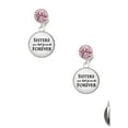 thumbnail image 2 of Delight Jewelry Silvertone Domed Sisters are Best Friends Forever Pink Crystal Clip on Earrings, 2 of 5