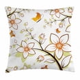 thumbnail image 1 of Autumn Throw Pillow Cushion Cover, Fauna in Fall Season Color Palette Flowers and Butterflies Warm Image, Decorative Square Accent Pillow Case, 18 X 18 Inches, Orange Pale Green Black, by Ambesonne, 1 of 2
