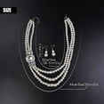 thumbnail image 4 of 1920s 3-strand White Faux Pearl Necklace and Dangle Earrings Set with Crystal and Rhinestone Long Pearl Necklace Statement Women Jewelry, 4 of 12