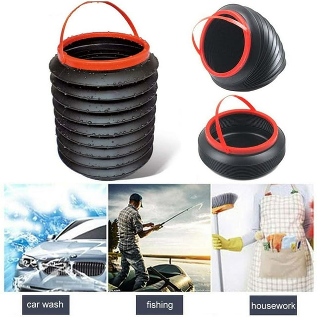 HaoXun Foldable Car Trash Can & Umbrella Bucket Organizer - 4L Portable ABS Storage Container for Vehicle Cleanliness, Travel Essentials & Kids Toys Storage