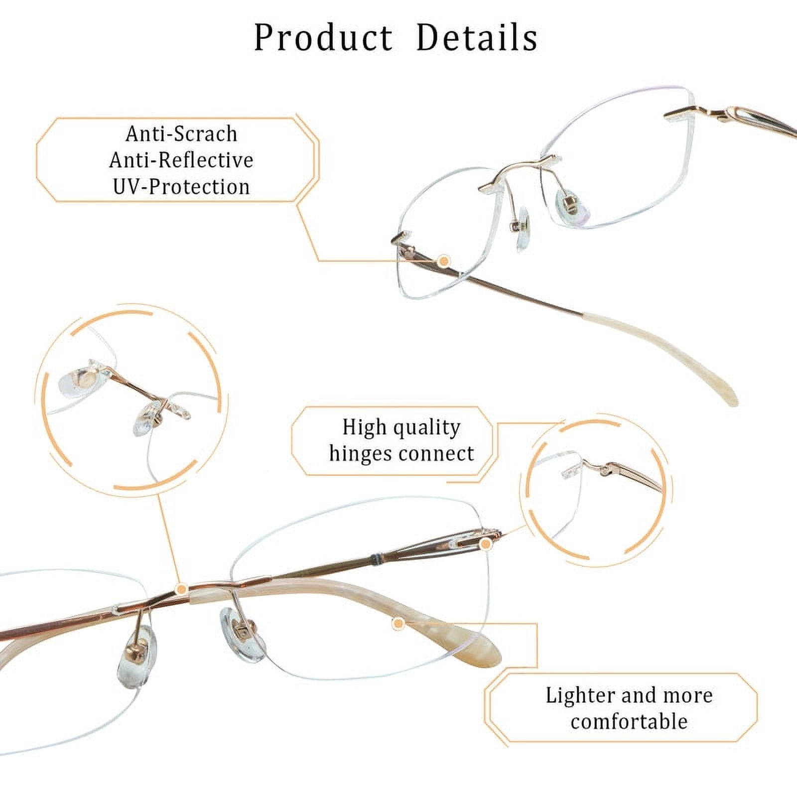 LifeArt Pure Titanium Frame Glasses/Blue Light Blocking Reading Glasses, Reduce Eyestrain, Stylish for Women(Champagne,+2.50 Magnification)