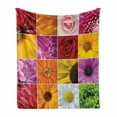 thumbnail image 1 of Flower Soft Flannel Fleece Blanket, Chrysanthemum Rose Sunflower Violet Colorful Flowers Romance Bridal Plants, Cozy Plush for Indoor and Outdoor Use, 50" x 70", Orange Yellow Pink, by Ambesonne, 1 of 6