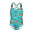 thumbnail image 4 of Uorisanigo Cute Capybara Girls Swimsuit One Piece Quick Dry Sport Summer Beach Bathing Suit with Crossback Straps Swimwear, Size 5-6, 4 of 7
