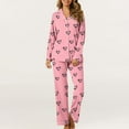 thumbnail image 2 of yoeyez Pajamas for Women 2 Piece Love Heart Printed Pajamas Sets Ladies Loungewear Button-Down Long Sleeve and Pant Pj Sets Soft Sleepwear Multicolor XXL, 2 of 7