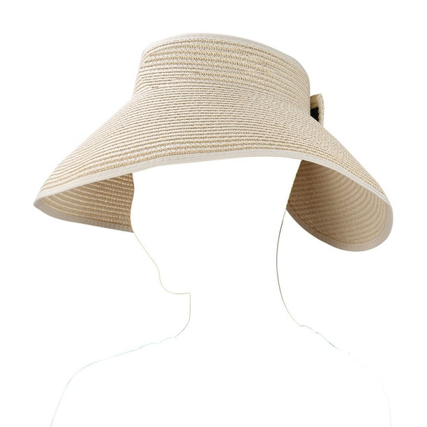 Fashion Women's and Girl's rollup Summer Bow Tie Straw Visor Sun Hat
