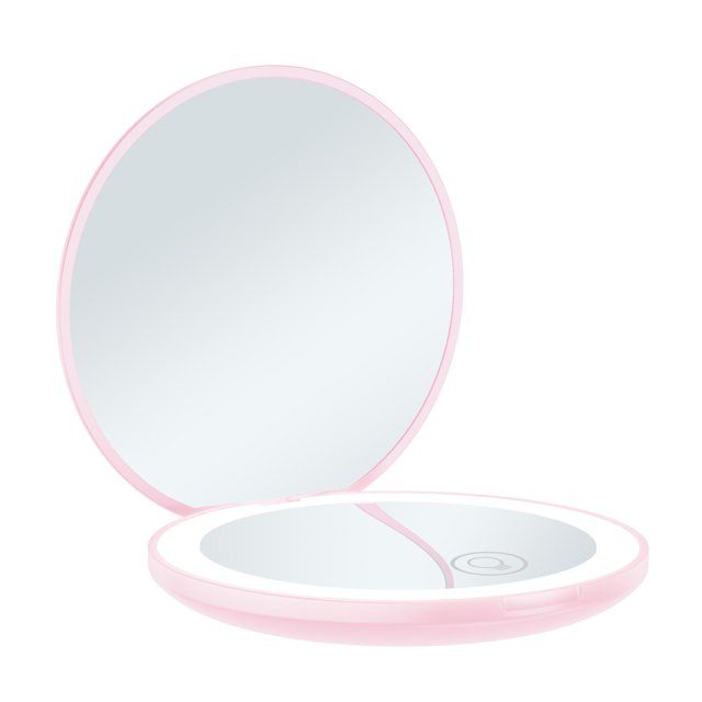 Espejo compacto WEIHJMXG espejo de bolsillo recargable 3,5 pulgadas rosa