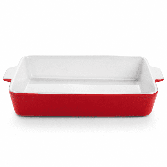 Red 4 Qt Ceramic Baking Dish 9x13 Oven Safe Casserole Pan with Handles