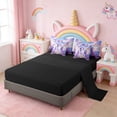 thumbnail image 3 of Erosebridal Cute Rainbow Unicorn 7pcs Bedding Comforter Set,Colorful Butterfly Purple Floral Queen Bedding Sets For Kids Girls,Reversible Black, 3 of 7