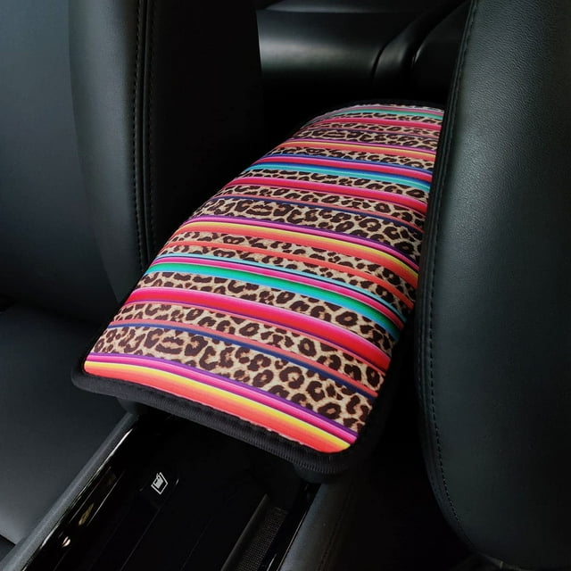AJLTPA Auto Center Console Cover Pad, Soft Comfort Car Armrest Cover Cushion Mat, Stylish Pattern Design Center Console