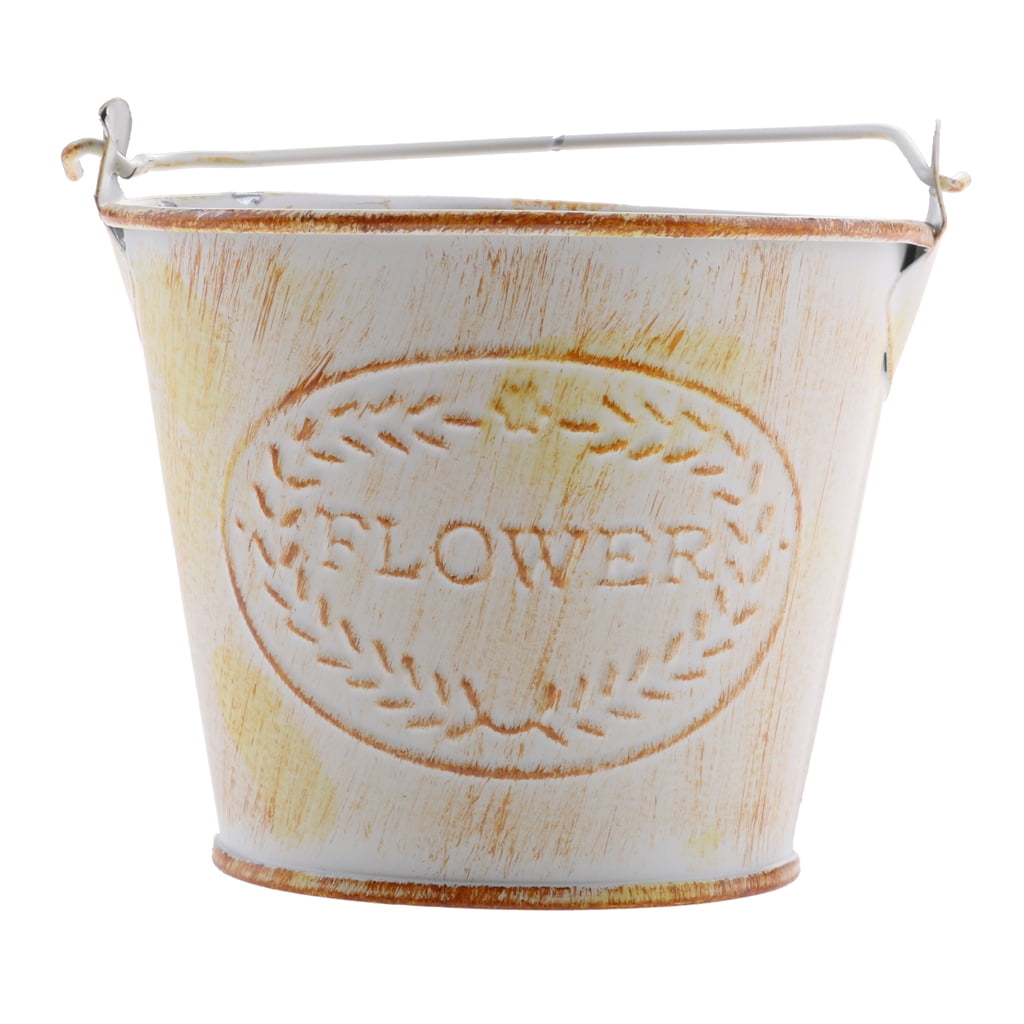Rustic metal bucket Hanging flower Pot Portable leak-proof Bucket Decoration 