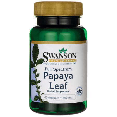 - Swanson Full Spectrum Papaya Leaf Capsules, 400 mg, 60 Ct