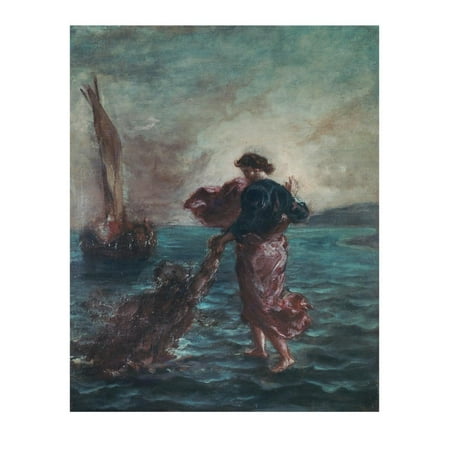 Christ Walking on Water and Reaching Out His Hand to Save Saint Peter Print Wall Art By Eugene