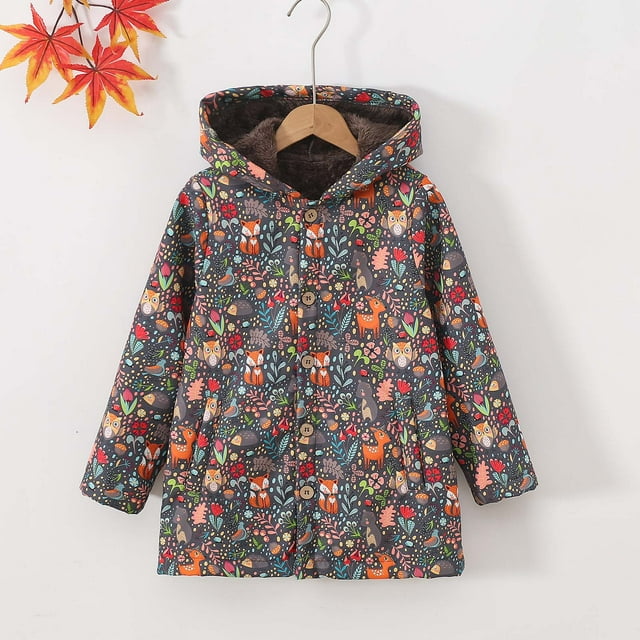 Cowsor Toddler Jacket Baby Boys Girls Hooded Zipper Long Sleeve Thick Warm Outerwear