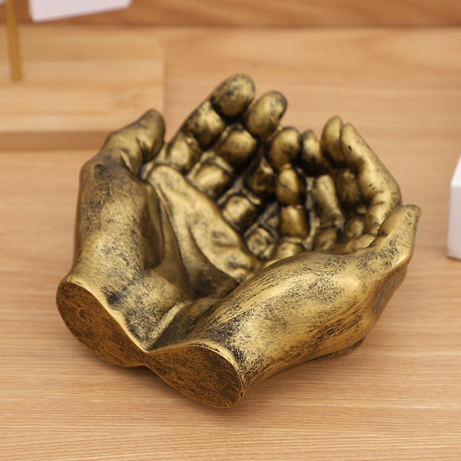 OIUR Cupped Hands Storage Bowl Palm Ornament Heavy Duty Resin Home Office Multi-functional Watch Jewelry Keys Trinket Storage Box Holder Organizer Container